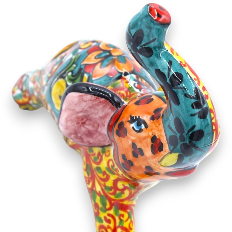 Glücksbringer Elefant aus Caltagirone-Keramik, 2 Größenoptionen (1 Stück), zufällige Farbe, modernes Dekor der ÉLITE-Ser