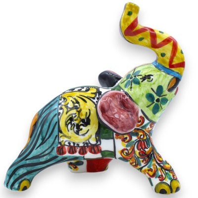 Glücksbringer Elefant aus Caltagirone-Keramik, 2 Größenoptionen (1 Stück), zufällige Farbe, modernes Dekor der ÉLITE-Ser