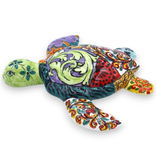 Caltagirone Ceramica Meeresschildkröte, L 20 x 20 cm ca. Modernes Dekor der ÉLITE-Serie -  2