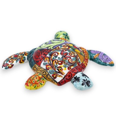 Tortue de mer Caltagirone Ceramica, L 20 x 20 cm environ. Décor moderne série ÉLITE - 