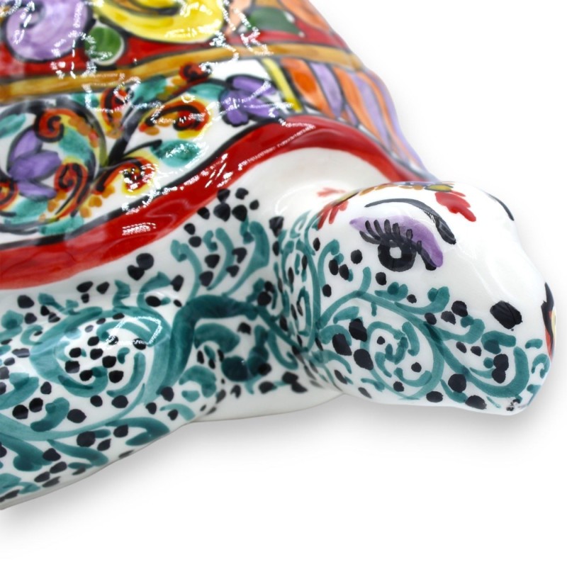 Turtle in fine Caltagirone ceramic, H 14 x W 38 cm approx. ÉLITE series modern decoration - 