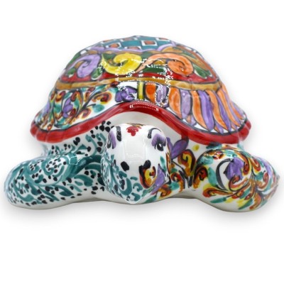Turtle in fine Caltagirone ceramic, H 14 x W 38 cm approx. ÉLITE series modern decoration - 