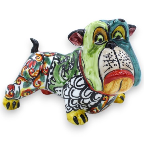 Pug dog in Caltagirone ceramic, H 13 x 18 cm approx. ÉLITE series modern decoration - 