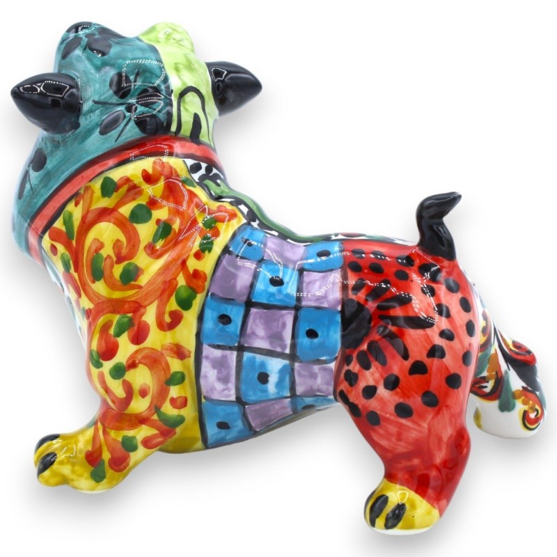 Mops aus Caltagirone-Keramik, H ca. 13 x 18 cm. Moderne Dekoration der ÉLITE-Serie - 