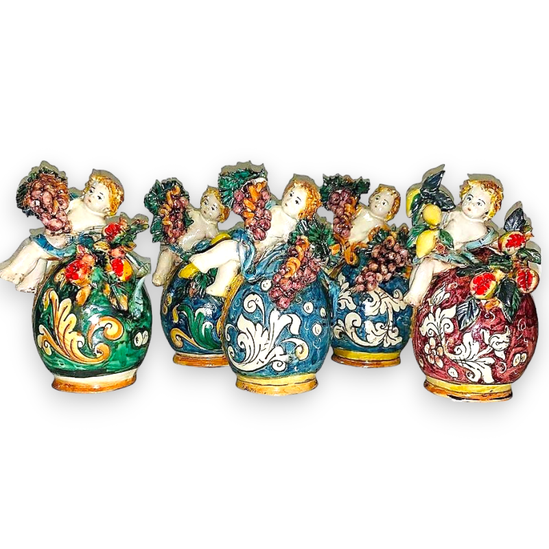 Plaats met fruit op keramische ei Caltagirone Matt, lengte 20 cm - 