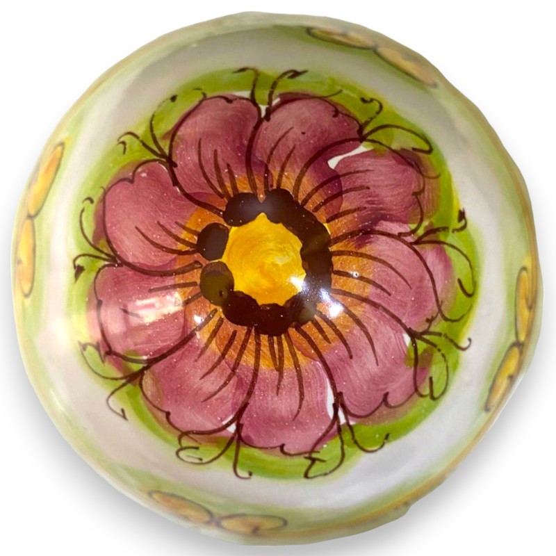 Huevo de cerámica Caltagirone con decoración floral en tonos pastel - altura unos 22 cm - 