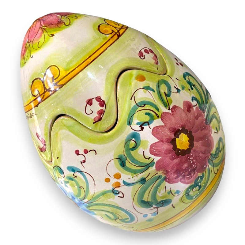 Eierschatulle aus Caltagirone-Keramik mit Blumendekor in Pastelltönen – Höhe ca. 22 cm - 