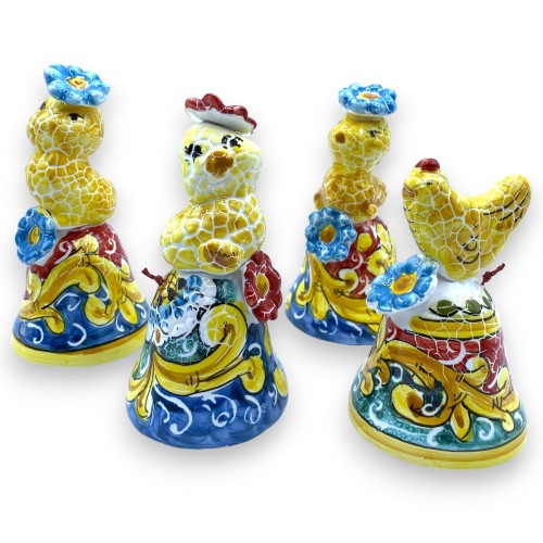 Sino de cerâmica siciliano decorado à mão, tema de sua escolha Pintinho ou Galinha (1 unid.) - 