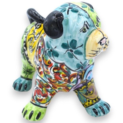 Cane Carlino in Ceramica Caltagirone, Misure h 18 x 20 cm ca. Serie ÉLITE decoro moderno - 