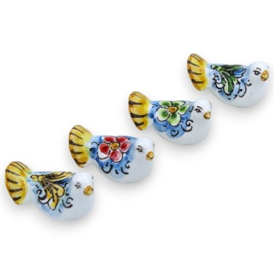 Caltagirone Ceramic Dove, L 5 x 3 cm ca. (1st) slumpmässig dekoration och färg - 