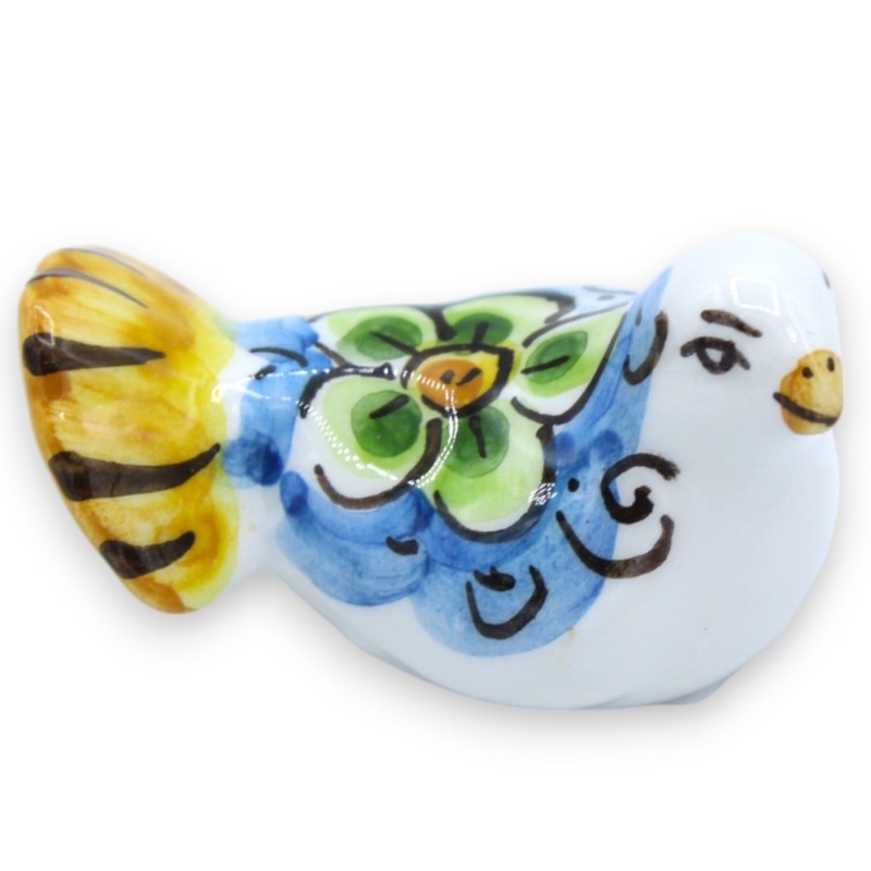 Caltagirone Ceramic Dove, L 5 x 3 cm ca. (1st) slumpmässig dekoration och färg - 
