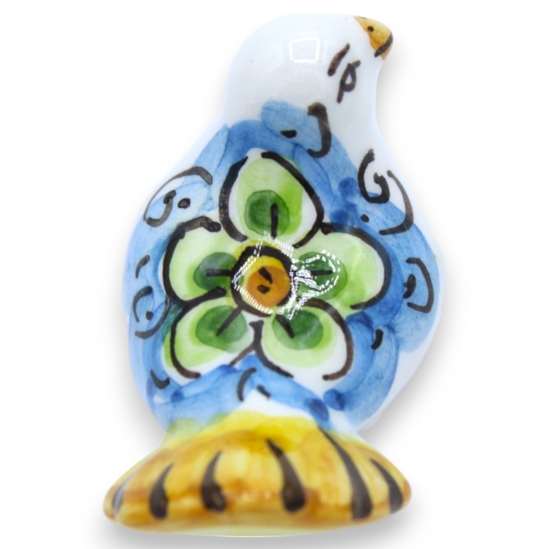 Caltagirone Ceramic Dove, L 5 x 3 cm ca. (1st) slumpmässig dekoration och färg - 
