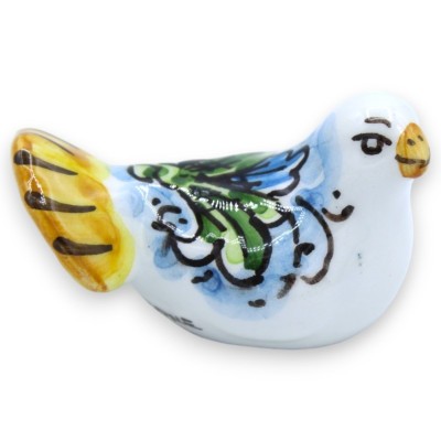 Caltagirone Ceramic Dove, L 5 x 3 cm ca. (1st) slumpmässig dekoration och färg - 