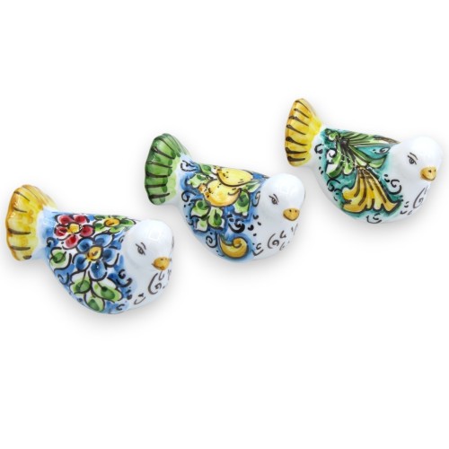 Caltagirone Ceramic Dove, L 9 x 6 cm ca. (1st) slumpmässig dekoration och färg - 