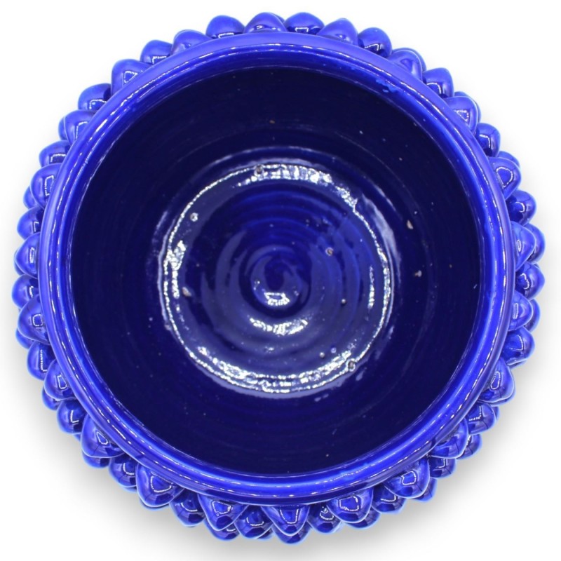 Vaso Mezza Pigna Caltagirone Blu Cobalto, 4 opzioni misura (1Unità) gambo decoro Coda di Pavone - 