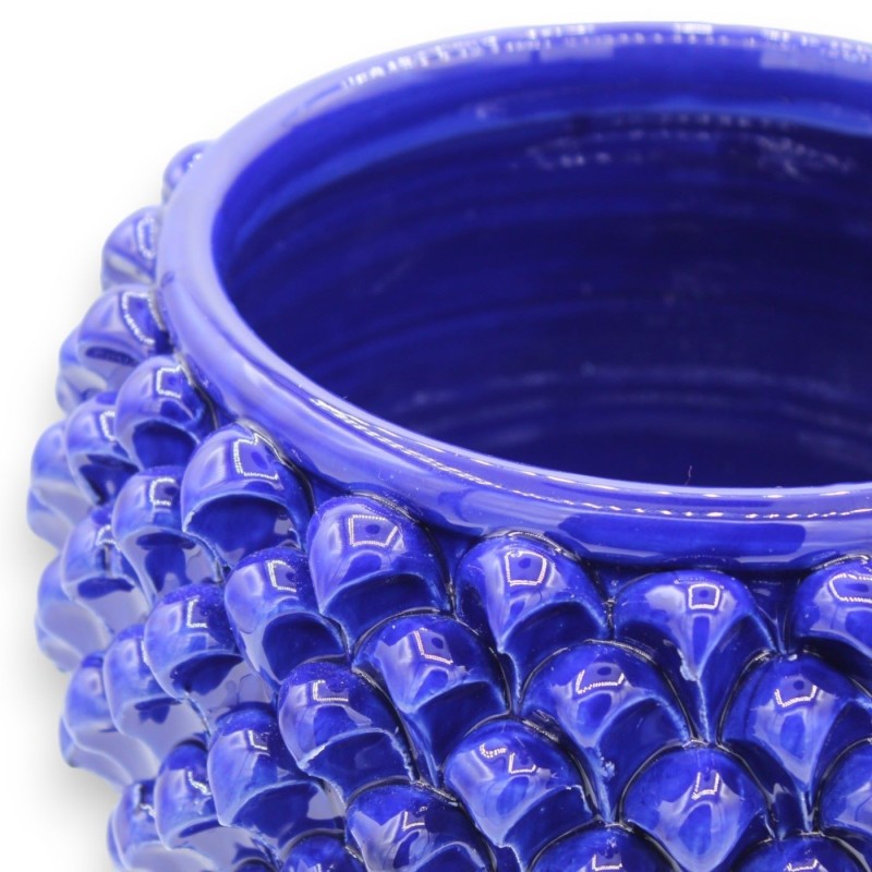 Vaso Mezza Pigna Caltagirone Blu Cobalto, 4 opzioni misura (1Unità) gambo decoro Coda di Pavone - 