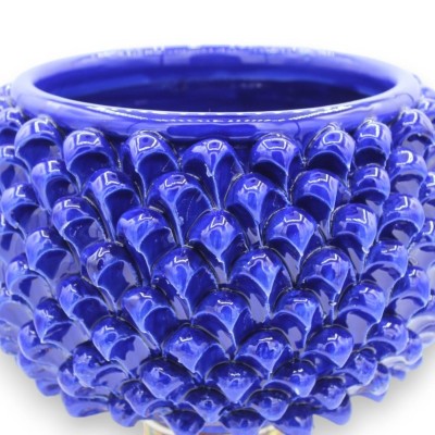 Vaso Mezza Pigna Caltagirone Blu, 4 opzioni misura (1pz) gambo decoro Coda di Pavone - 