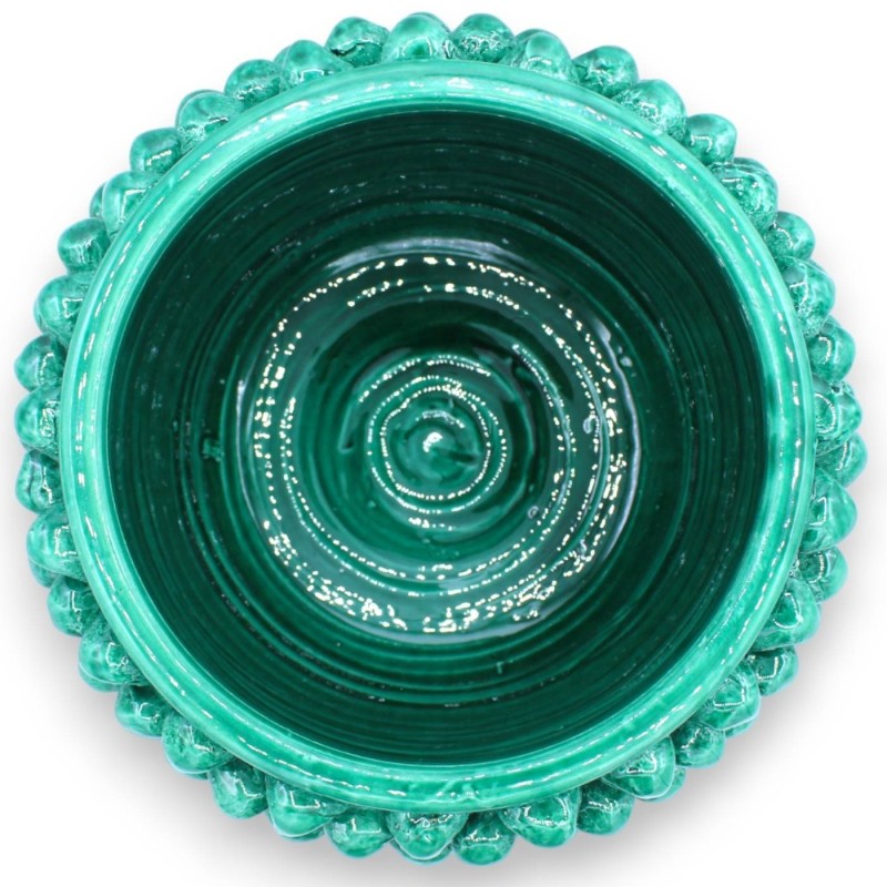 Vase Caltagirone Green Half Pine Cone, 4 options de taille (1pc) tige avec décoration Peacock Tail - 