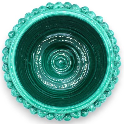 Vaso de meia pinha verde Caltagirone, haste de 4 opções de tamanho (1 unidade) com decoração de cauda de pavão - 