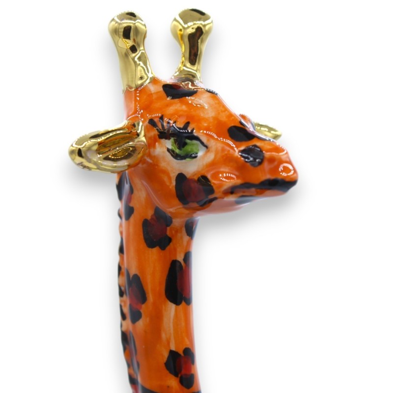 Girafa de cerâmica Caltagirone (1 peça) Série ÉLITE Decoração moderna, esmalte ouro puro 24k - 