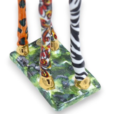 Żyrafa ceramiczna Caltagirone (1 szt.) Seria ÉLITE Modern Decor, emalia z 24-karatowego czystego złota - 