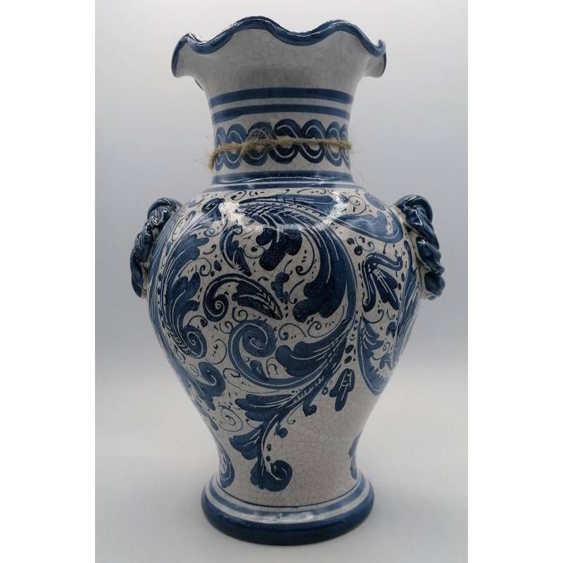 Vaso in ceramica siciliana, manici ad anello, realizzato al tornio altezza circa 35 cm - 