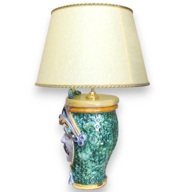 Lampe frontale Paladin, céramique de Caltagirone, environ h 80 cm. Effet craquelé et finition martelée à l'arrière du ca