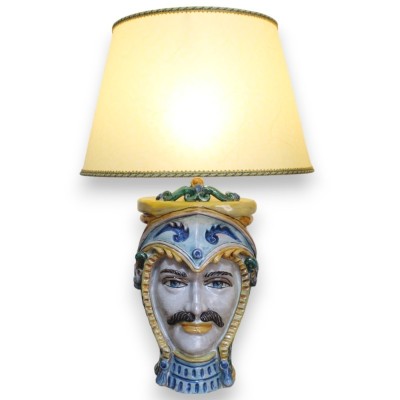 Lampe frontale Paladin, céramique de Caltagirone, environ h 80 cm. Effet craquelé et finition martelée à l'arrière du ca