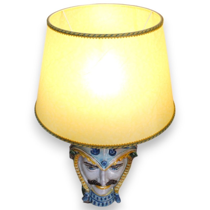 Lampe frontale Paladin, céramique de Caltagirone, environ h 80 cm. Effet craquelé et finition martelée à l'arrière du ca