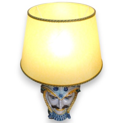 Lampe frontale Paladin, céramique de Caltagirone, environ h 80 cm. Effet craquelé et finition martelée à l'arrière du ca
