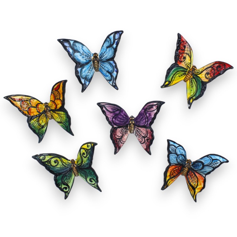 Farfalla in pregiata ceramica siciliana - h 12 cm ca. (1pz) decoro e colore casuale - 