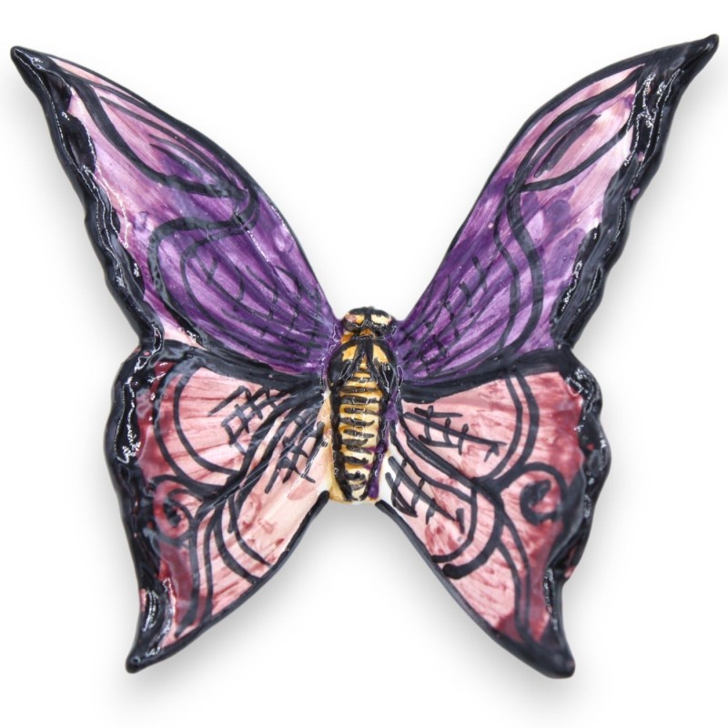 Borboleta em cerâmica siciliana fina - h aproximadamente 12 cm (1 unidade) decoração e cor aleatórias - 