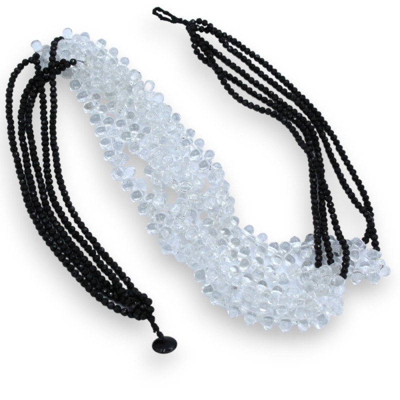 LUXUS-Halskette mit fünf Strängen Bergkristallen, L ca. 65 cm. - 