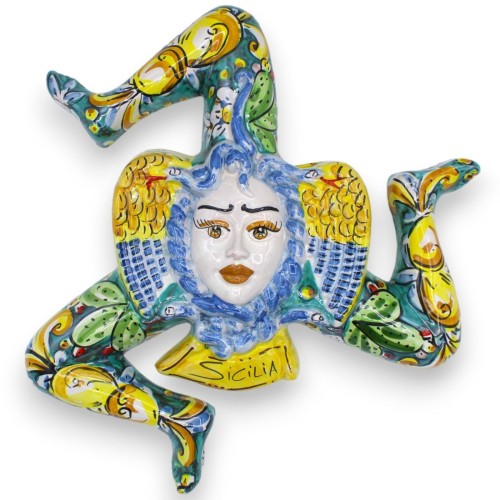 Trinacria keramiek Caltagirone, h ca. 35 cm. decoratie van citroen en cactusvijg, Amerikaanse achtergrond - 