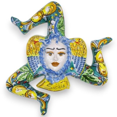 Cerámica Trinacria Caltagirone, altura aprox.35 cm. decoración de limón y tuna, fondo cardenillo - 