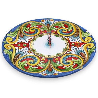 Caltagirone keramisk klocka, olika storlekar (1 st) med redskap, barock och blomdekor, blå och röd bakgrund - 
