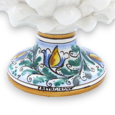 Caltagirone keramiek Siciliaanse dennenappel - h 20 / 22 cm ca. (1 stuk) Wit met willekeurige decoratiestam - 