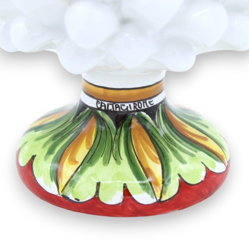 Pinha siciliana de cerâmica Caltagirone - h 20/22 cm aprox. (1 unidade) Branco com haste de decoração aleatória - 
