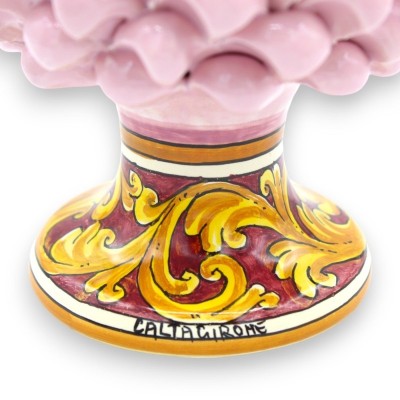 Sizilianischer Tannenzapfen aus Caltagirone-Keramik – H 20 / 22 cm ca. (1 Stück) Rose mit zufälligem Dekorationsstiel - 