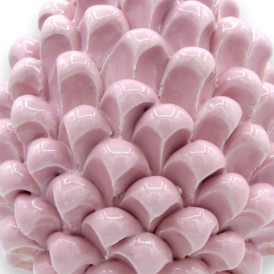 Pinha siciliana de cerâmica Caltagirone - h 20/22 cm aprox. (1 unidade) Rosa com haste de decoração aleatória - 