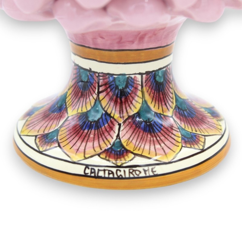 Sizilianischer Tannenzapfen aus Caltagirone-Keramik – H 20 / 22 cm ca. (1 Stück) Rose mit zufälligem Dekorationsstiel - 