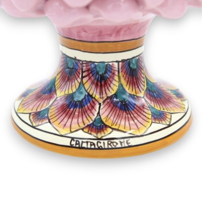 Sizilianischer Tannenzapfen aus Caltagirone-Keramik – H 20 / 22 cm ca. (1 Stück) Rose mit zufälligem Dekorationsstiel - 