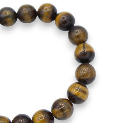 Pulseira com esferas de pedra olho de tigre, C aproximadamente 18 cm Pandeiro de cerâmica siciliano Caltagirone, esmalte
