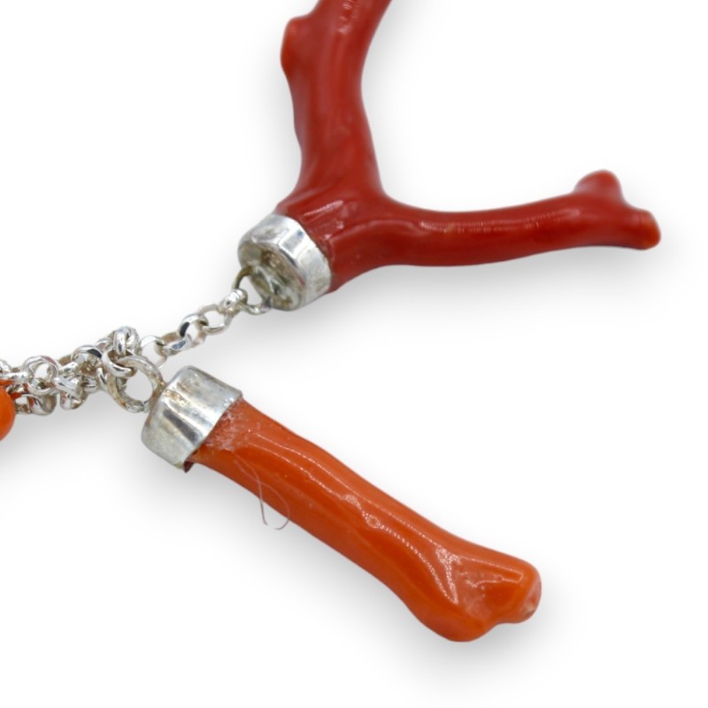 Ohrhänger aus 925er Silber und Korallenzweigen, H ca. 8 cm. mit Mallorcaperle MD2 - 