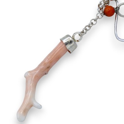 Pendientes colgantes de plata 925 y ramas de coral, altura aprox.8 cm. con perla de Mallorca MD2 - 