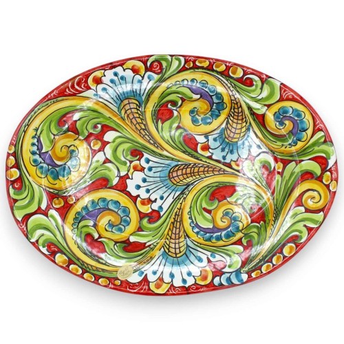 Caltagirone keramisk oval bricka, serveringsfat, L 40 x 30 cm ca. (1st) Med olika dekorationer -  2
