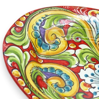 Ceramiczna owalna taca Caltagirone, talerz do serwowania, dł. 40 x 30 cm ok. (1 szt.) Z różnymi dekoracjami - 
