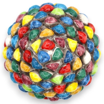 Caltagirone keramische dennenappel met versierde vierkante basis, veelkleurig met 6 maatopties (1pc) - 