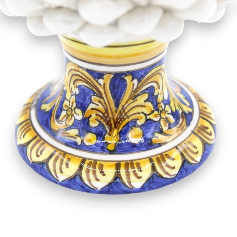 Pomme de pin sicilienne en céramique de Caltagirone, blanche - 2 options de taille (1pc) Tige avec décoration baroque et