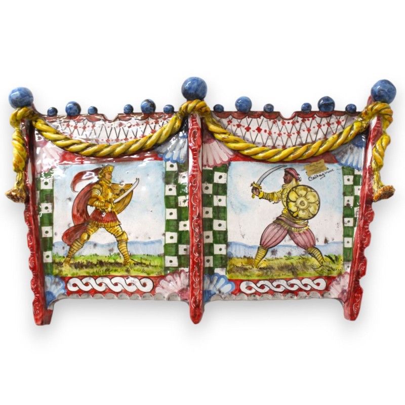 Sida på siciliansk vagn i Caltagirone keramik - L Max 60 cm och minst 50 cm, h 35 cm ca. Paladini dekoration - 